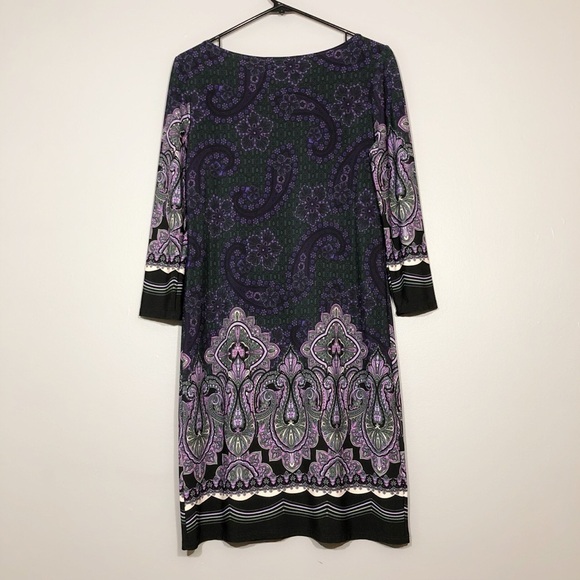 Tiana B. | Retro Print Long Sleeve Shift Dress - Picture 2 of 8